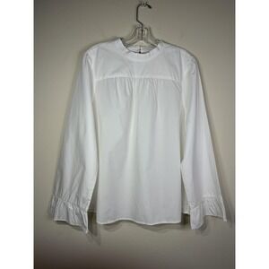 Maeve Anthropologie Blouse Womens 14 White Bell Sleeve Top NEW
